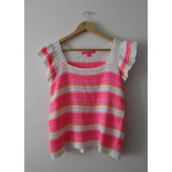 Lilly Pulitzer Cordetta Striped Sweater Top Pink Shandy Size Small - Picture 2 of 6